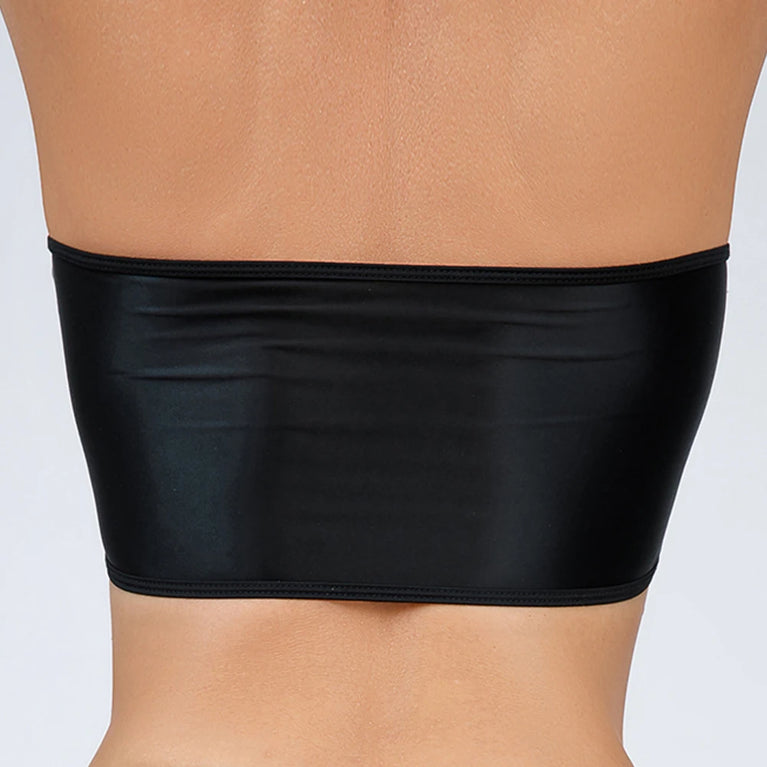 Gemini said Oil Glossy Shiny Strapless Crop Top – High-Stretch Rave Bandeau