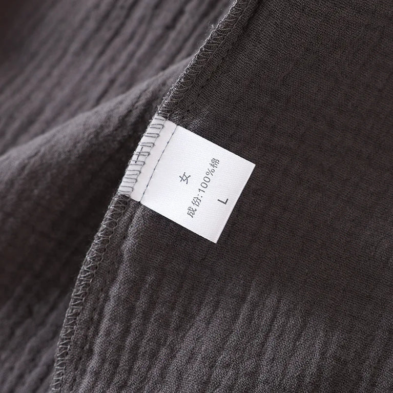 2026 Japanese Style 100% Cotton Crepe Robe – Breathable Summer Couple’s Kimono Bathrobe & Thin Sleeping Gown