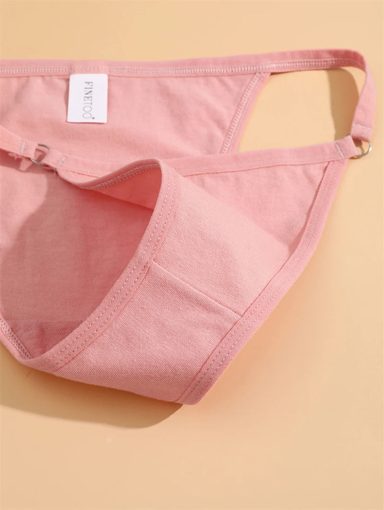 4pc Cotton Briefs | Sexy Metal Ring Low-Waist Set
