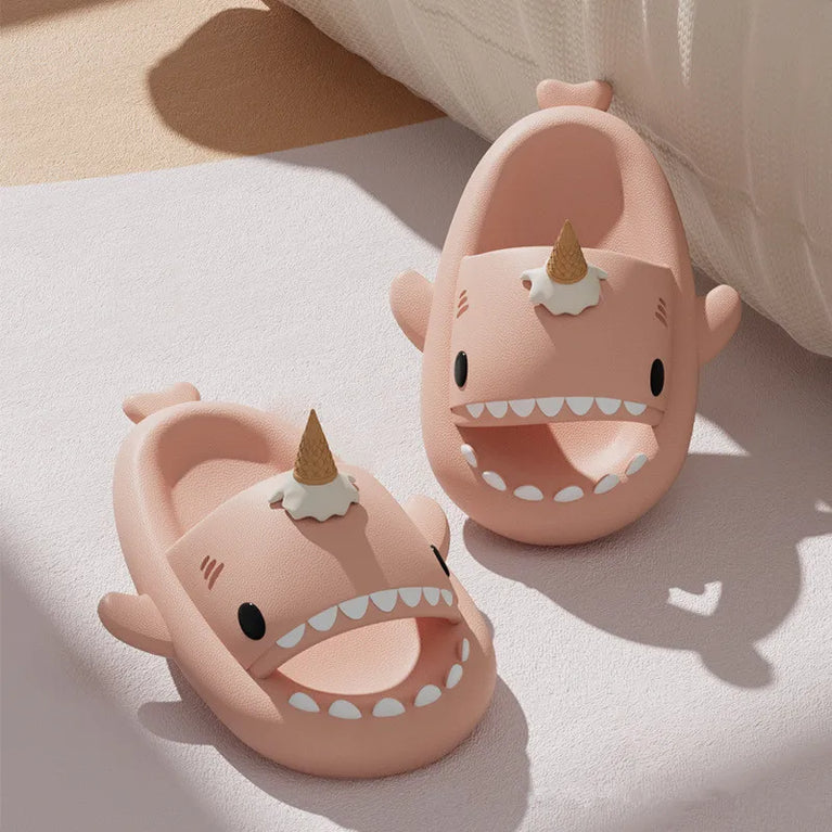 Glow-in-the-Dark Shark Slides | Thick Platform Summer Mules