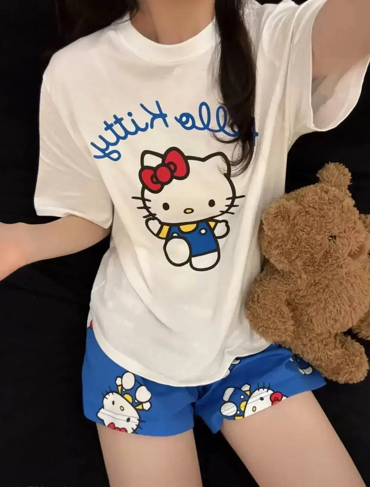 Hello Kitty Summer Pajama Set | Cute Cartoon Short-Sleeve Specifications