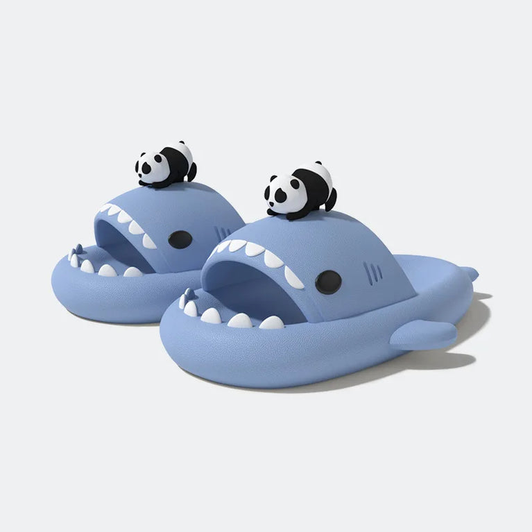 Glow-in-the-Dark Shark Slides | Thick Platform Summer Mules