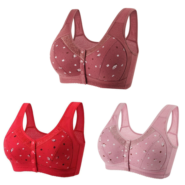 Front-Closure Seamless Bra Set – Wireless Sexy Lace Support