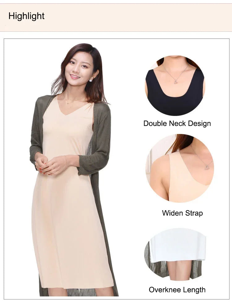 Seamless Ice Silk Full Slip | Plus Size Underskirt