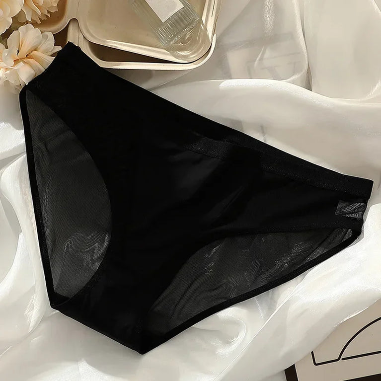 Sexy Mesh Ice Silk Briefs – Low-Rise Seamless Breathable Panties