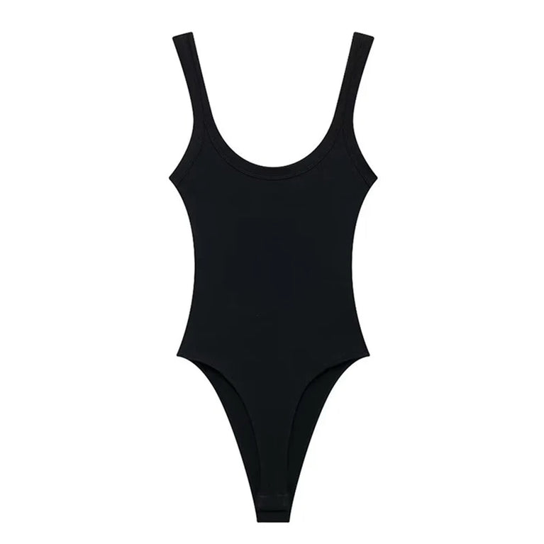 Ribbed Backless Bodysuit | Sexy O-Neck Snap Playsuit