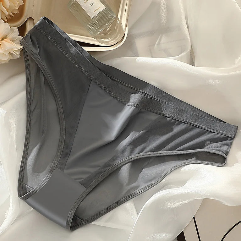Sexy Mesh Ice Silk Briefs – Low-Rise Seamless Breathable Panties