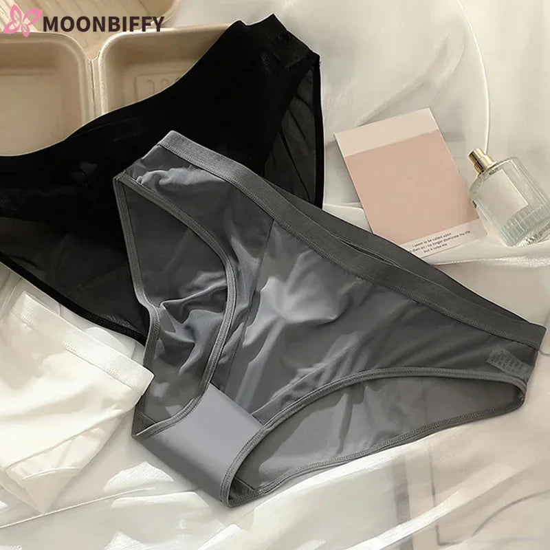 Sexy Mesh Ice Silk Briefs – Low-Rise Seamless Breathable Panties