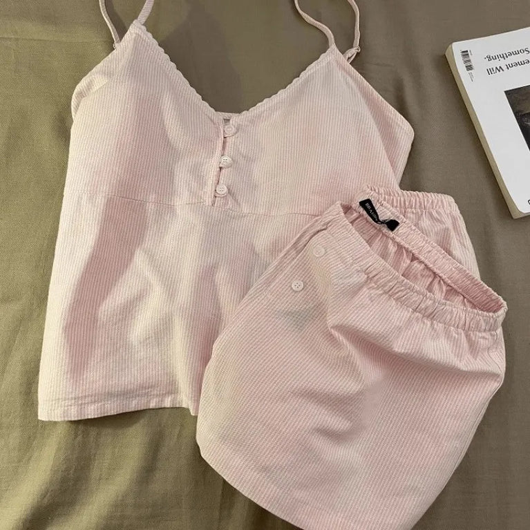 New Cotton Summer Pajama Set | Short Sleeve Home Suit