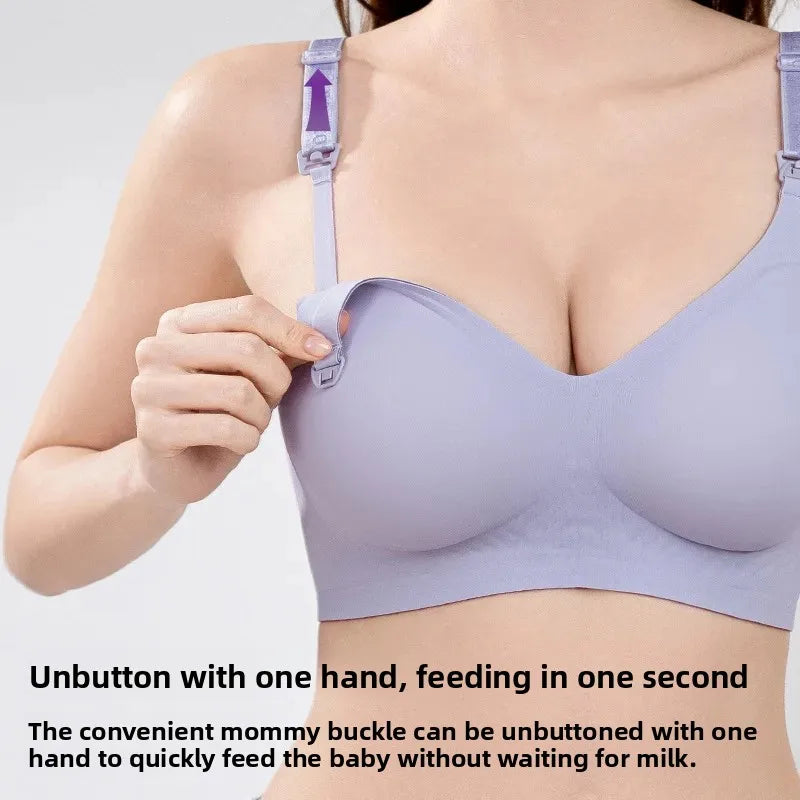 Seamless Letter-Strap Nursing Bra | Anti-Sagging Summer Fit