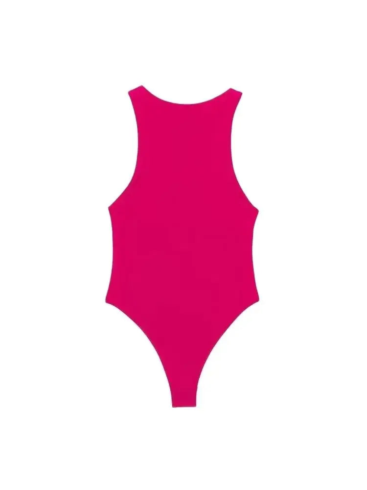 Halter Neck Skinny Bodysuit | Sexy Sleeveless Snap-Button Playsuit