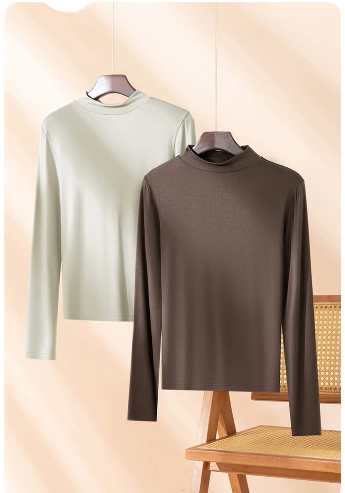 Women’s Half-High Collar Thermal Top | Silky Viscose Base Layer
