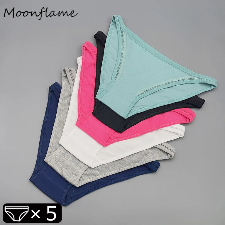 5pc Cotton Bikini Thongs | Low-Waist Brazilian Set