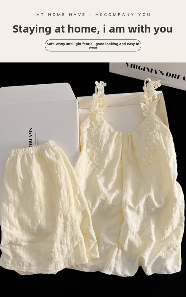 Women’s Sexy V-Neck Pajama Set | Summer Sleeveless Nightwear