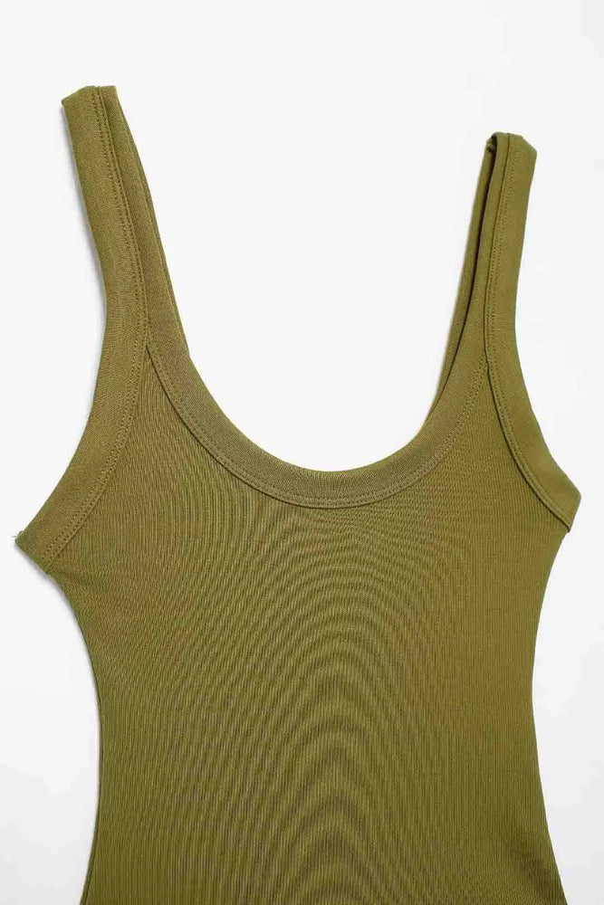 Ribbed Backless Bodysuit | Sexy O-Neck Snap Playsuit