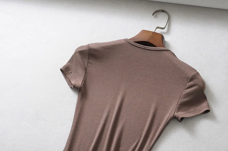 Button-Detail Short Sleeve Bodysuit | Sexy Slim-Fit Summer Romper