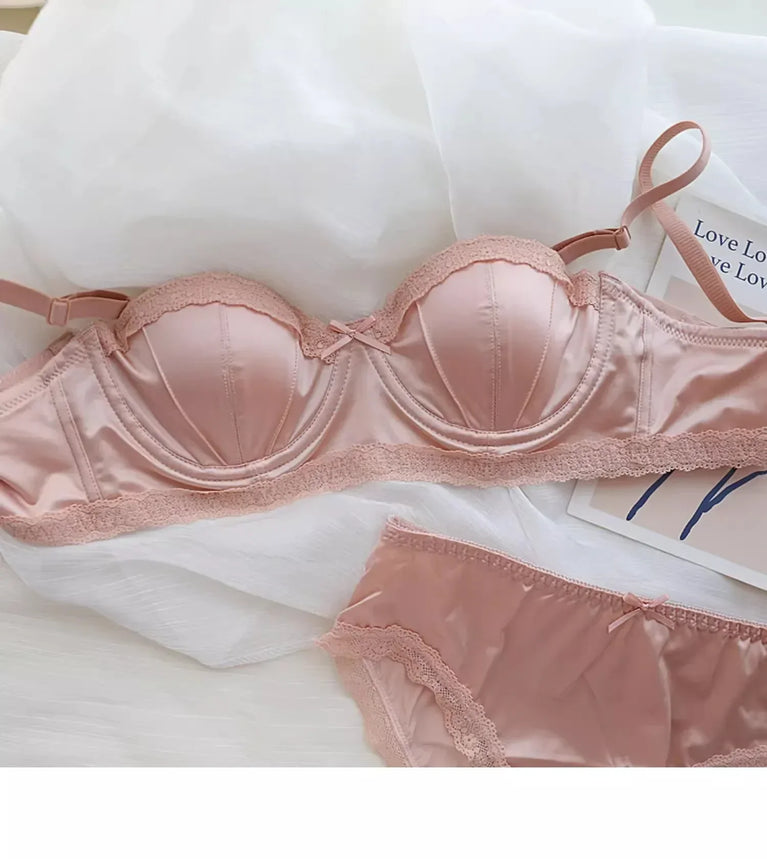 Luxury Satin Deep V Bra | Soft Steel-Free Push-Up Lingerie