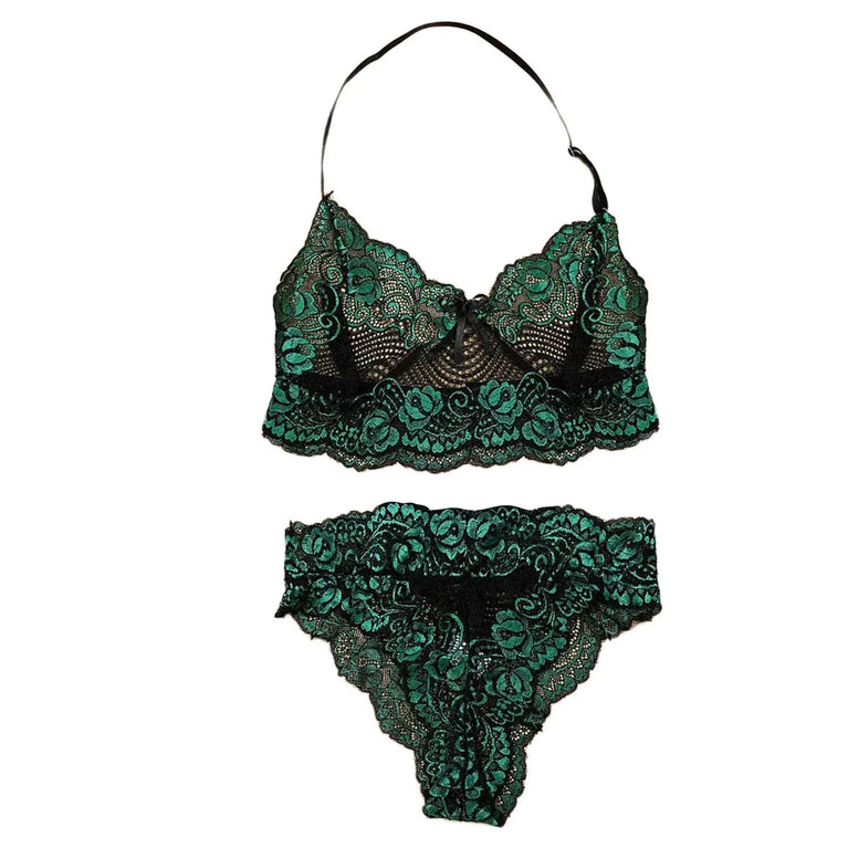 Front Closure Lace Bra & Brief Set – Sexy Two-Piece Lingerie