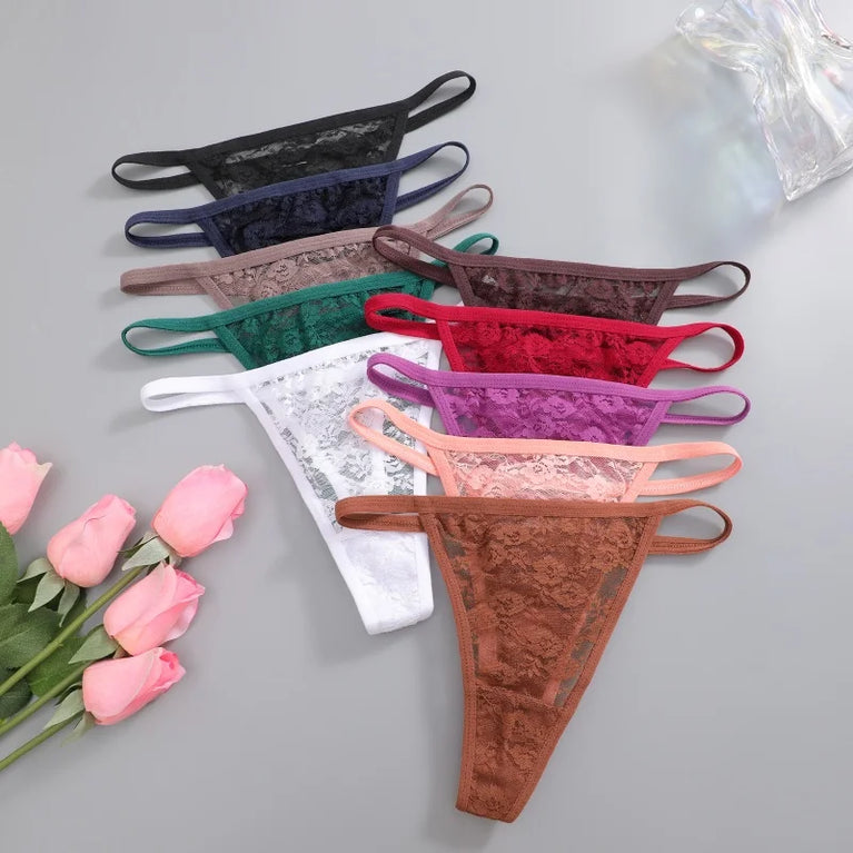 7pc Lace G-Strings | Floral Low-Rise Sexy Thongs