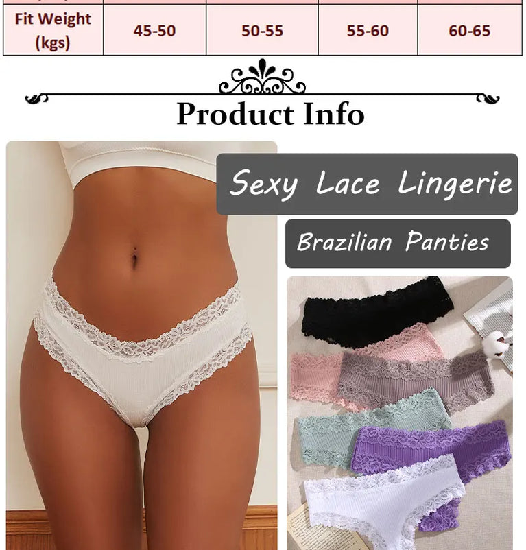 Lace-Trim Cotton Bikini – Low-Rise Comfort Knickers