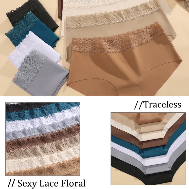 Floral Briefs (5-Pack) – Mid-Rise Breathable Lace-Trimmed Panties