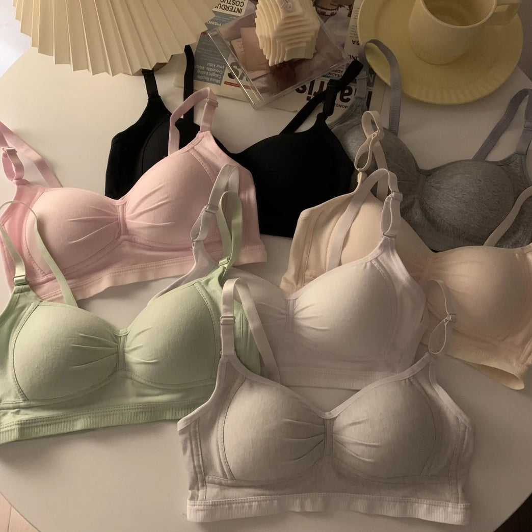 Pure Cotton Wireless V-Neck Bra | Anti-Sagging Comfort
