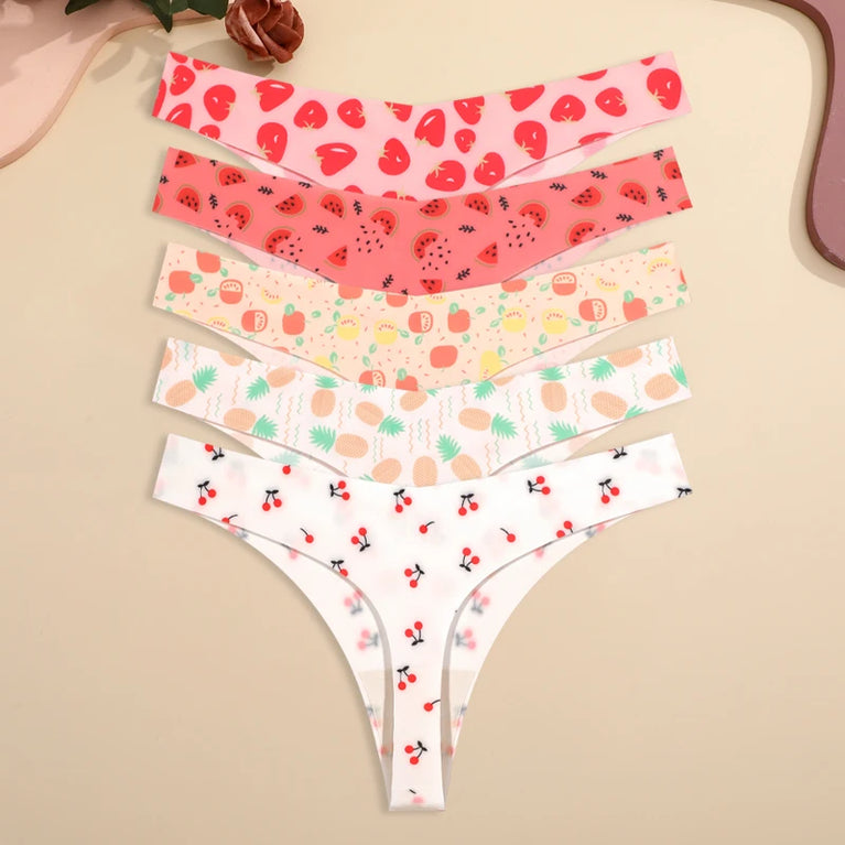 5pc Leopard Thongs | Seamless Ice Silk G-Strings