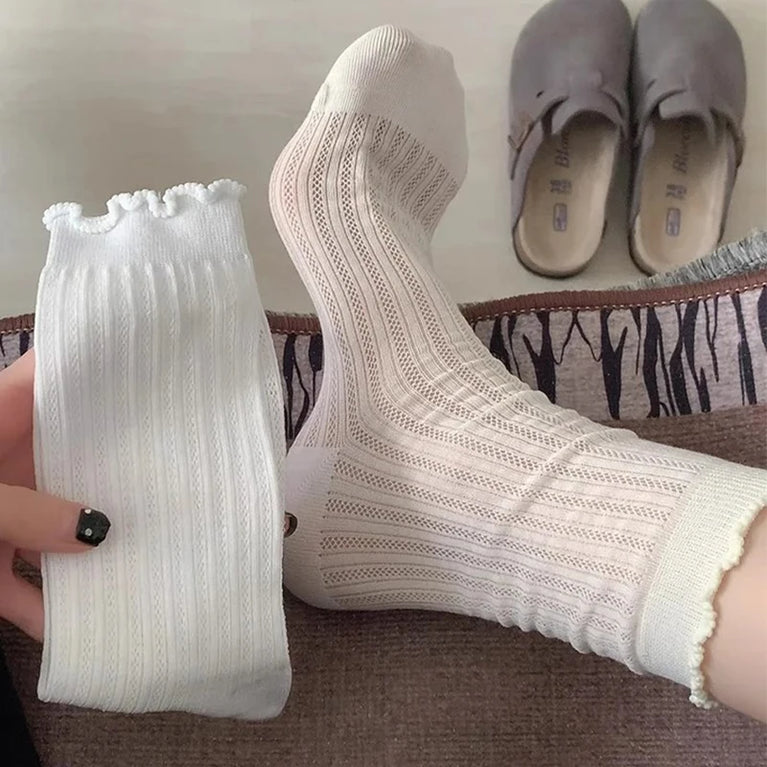 Women Hollow Out Loose Cotton Socks Breathable Summer Style