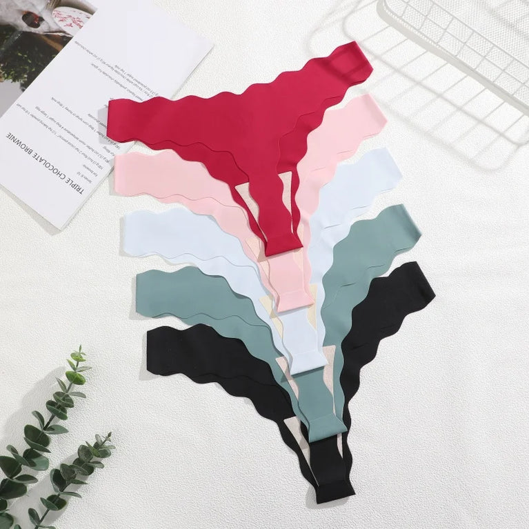 6pc Ice Silk Thongs | Traceless Wave Edge G-Strings