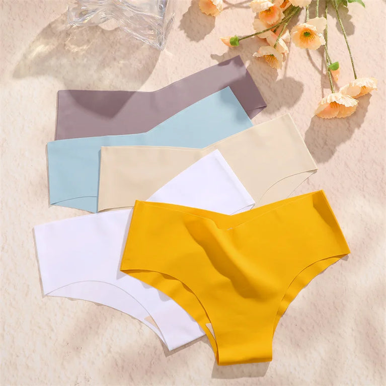 Seamless V-Waist Briefs (4-Pack) – Ice Silk Low-Rise Invisible Panties