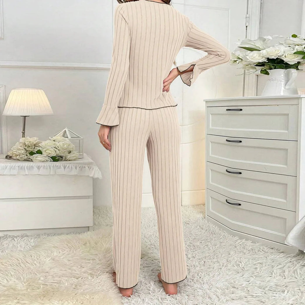 Women’s Knit Pajama Set | Long Sleeve & Ankle Length Pants
