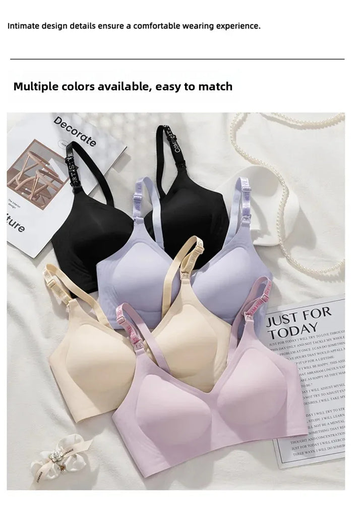 Seamless Letter-Strap Nursing Bra | Anti-Sagging Summer Fit