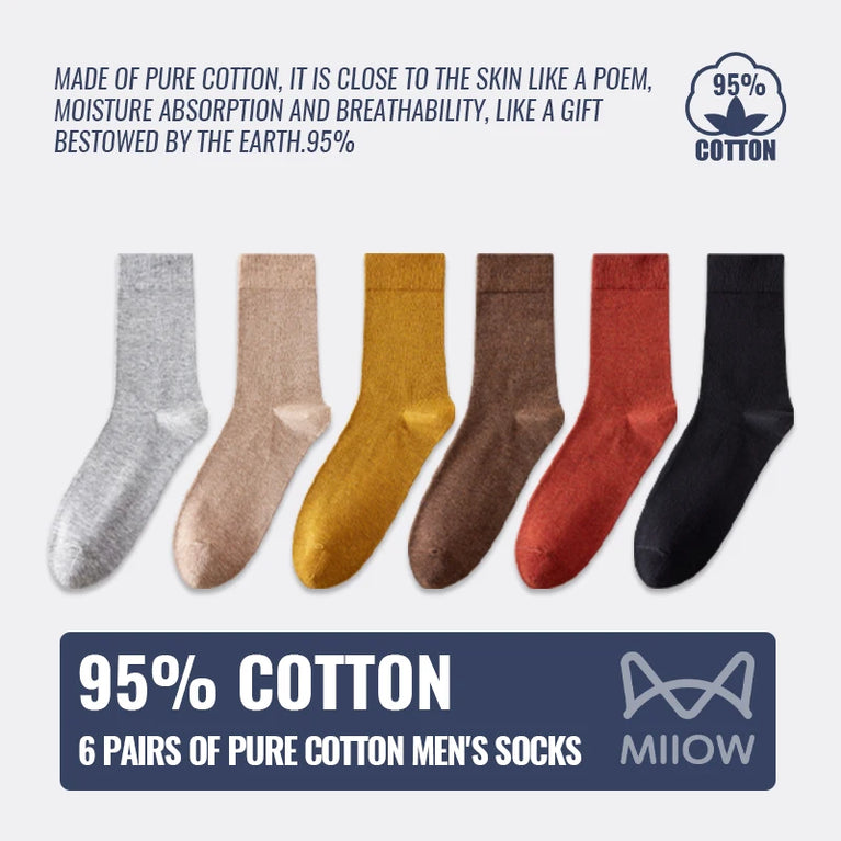 92% Pure Cotton Crew Socks | 6-Pack Antibacterial Set