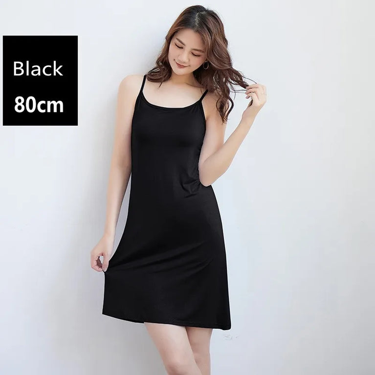 Elegant Modal Full Slip Dress Sleeveless Camisole Inner Dress
