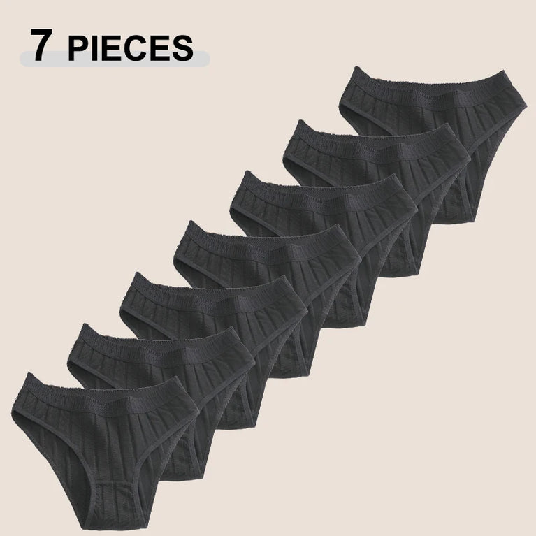 7pc Cotton Briefs | Seamless Mid-Rise Stripe Set