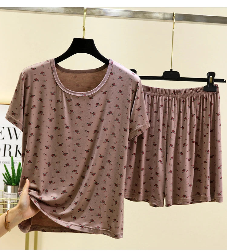 Women’s Modal Floral Pajama Set | Short Sleeve & Shorts