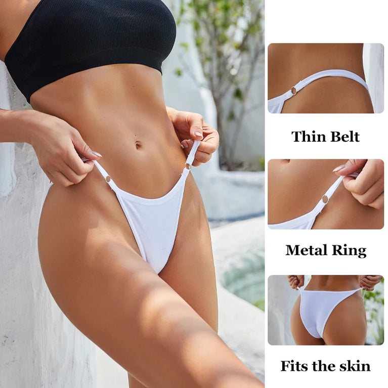 4pc Cotton Briefs | Sexy Metal Ring Low-Waist Set