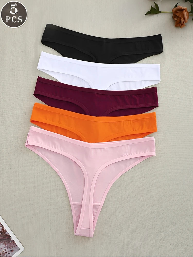 Comfort Cotton G-Strings (5-Pack) – Low-Rise Breathable T-Back Thongs