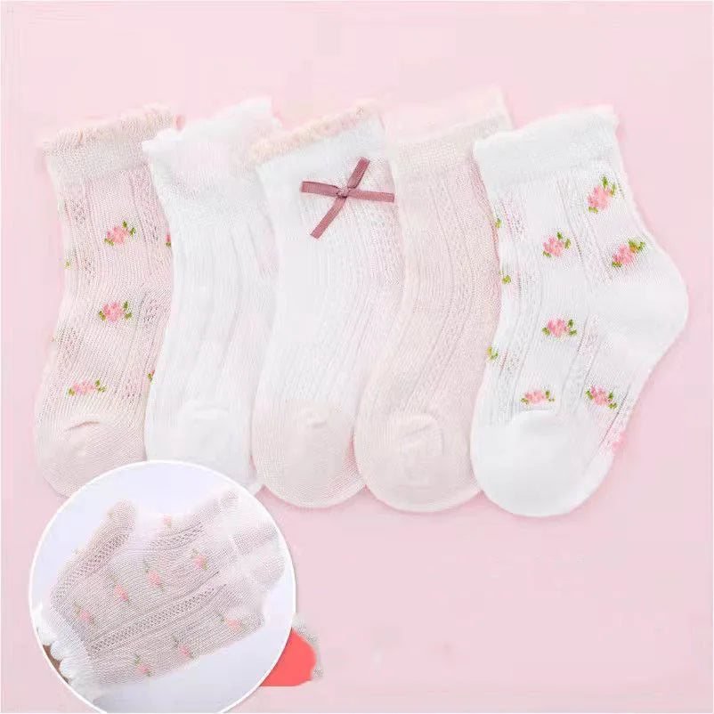 Raise Young 5-Pairs Summer Mesh Socks | Cute Girl’s Princess Set