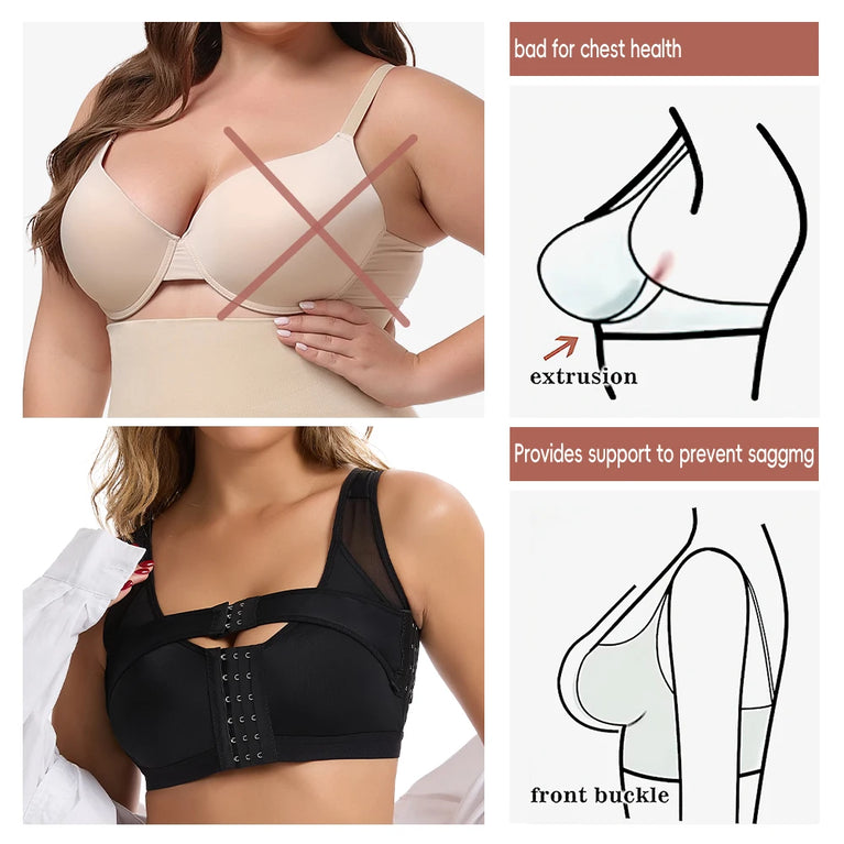 Wireless Front-Closure Support Bra | Posture Corrector Vest