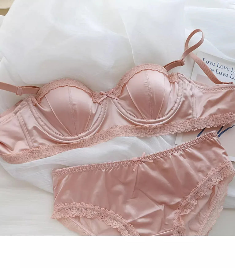 Luxury Satin Deep V Bra | Soft Steel-Free Push-Up Lingerie