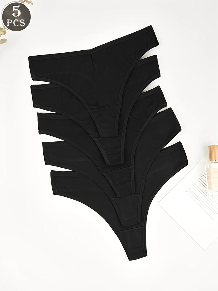 Comfort Cotton G-Strings (5-Pack) – Low-Rise Breathable T-Back Thongs