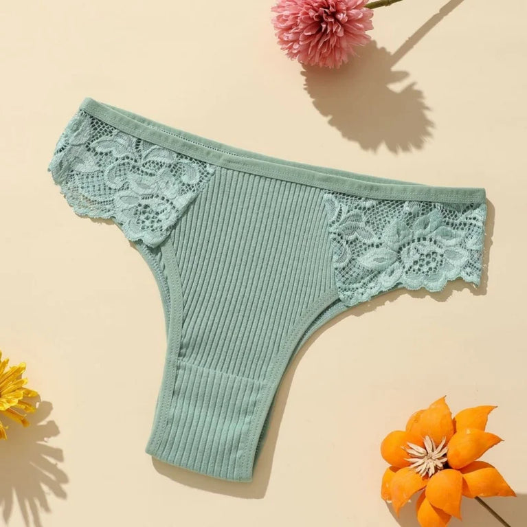 4pc Cotton Lace Set | Low-Waist Brazilian Briefs