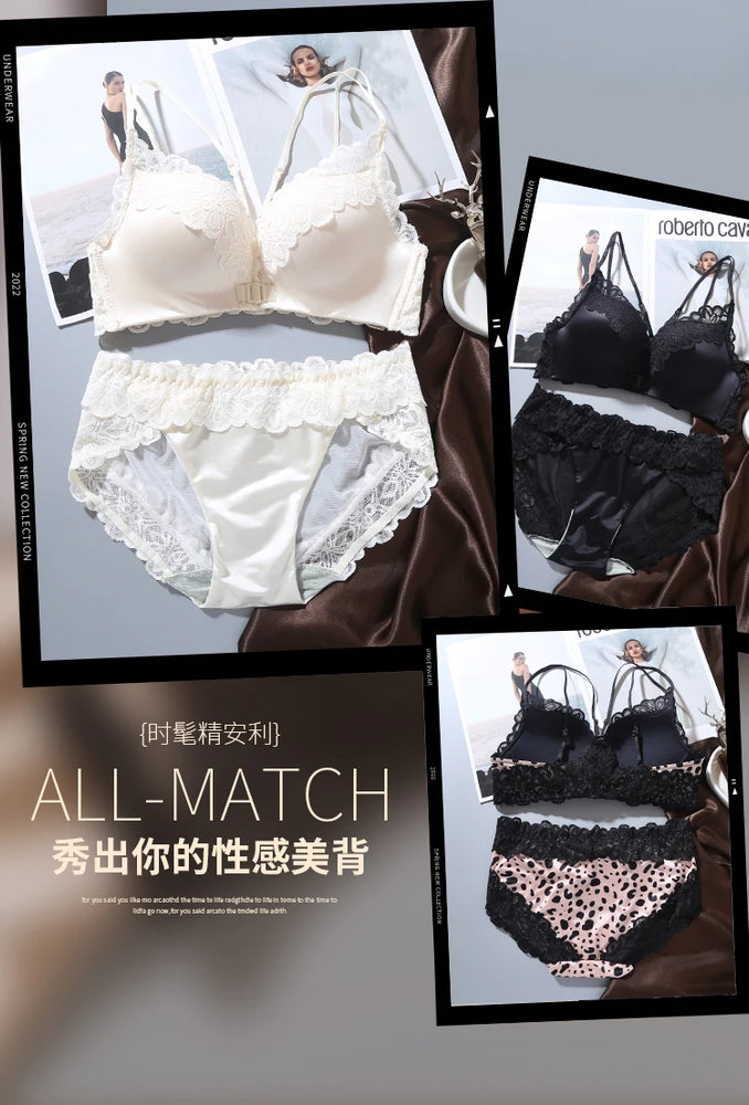 Leopard Print Bra Set | Wireless Push-Up Lingerie