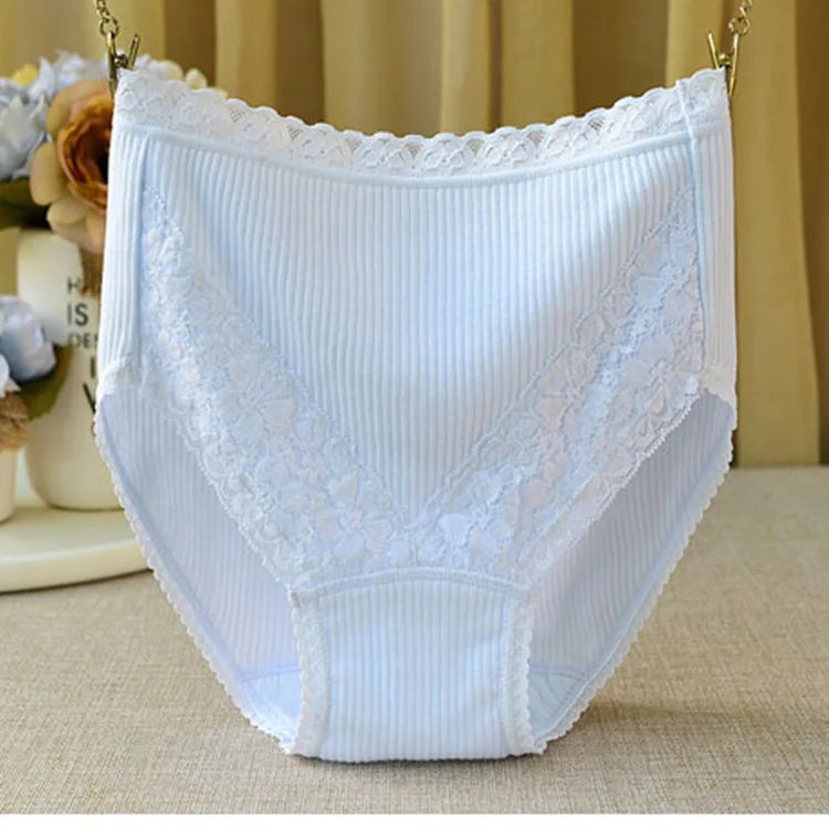 High-Waist Cotton Briefs | Seamless Lace-Trim Panties
