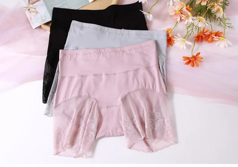 Summer Anti-Peek High-Waist Briefs – Modal Lace-Trimmed Plus Size Shapewear