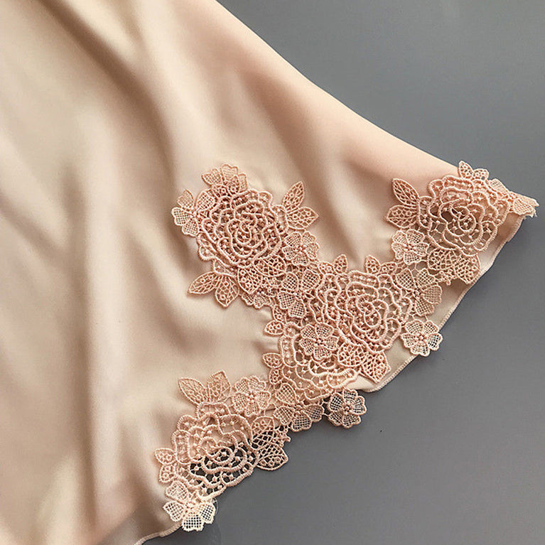 Women’s Sexy Lace Nightdress | Silk-Touch Robe & Briefs Set