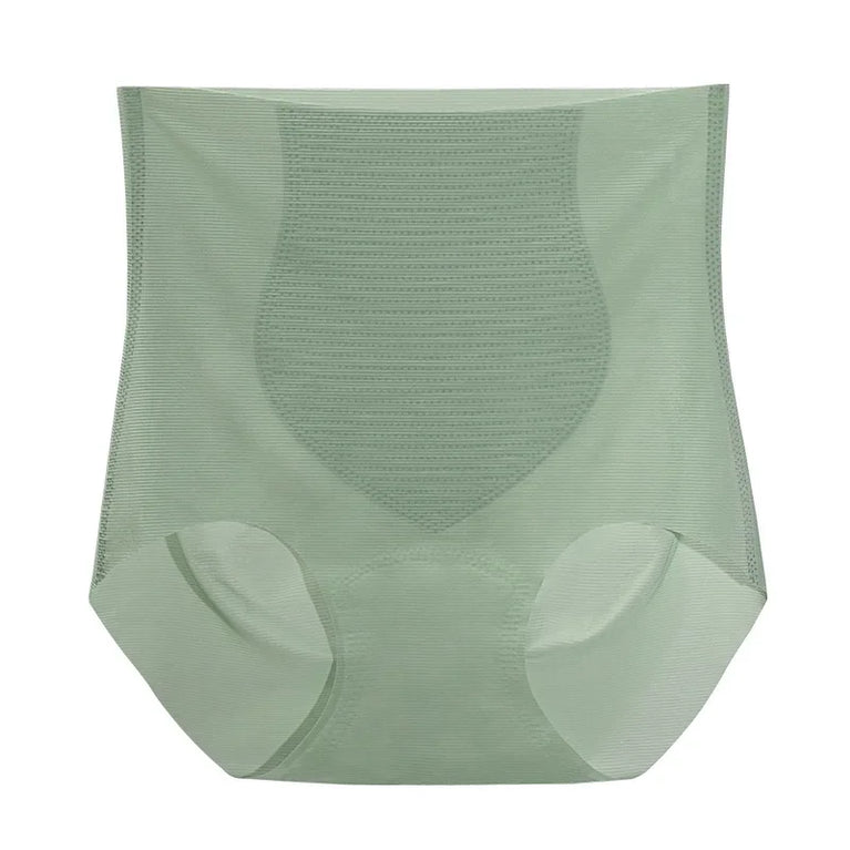 High-Waist Ice Silk Seamless Briefs – Ladies Summer Fitness Underwear