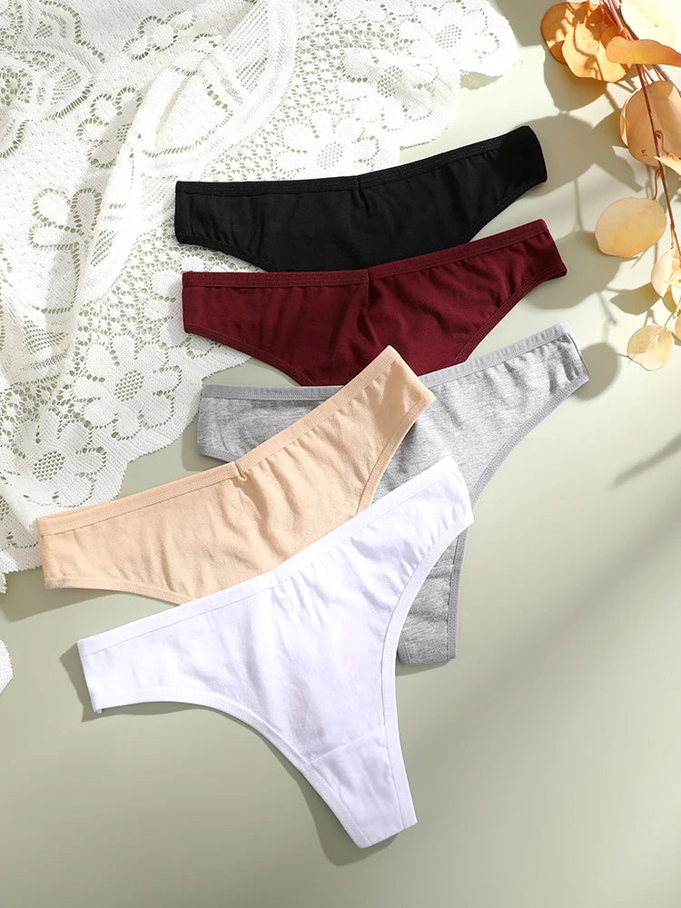 Comfort Cotton G-Strings (5-Pack) – Low-Rise Breathable T-Back Thongs