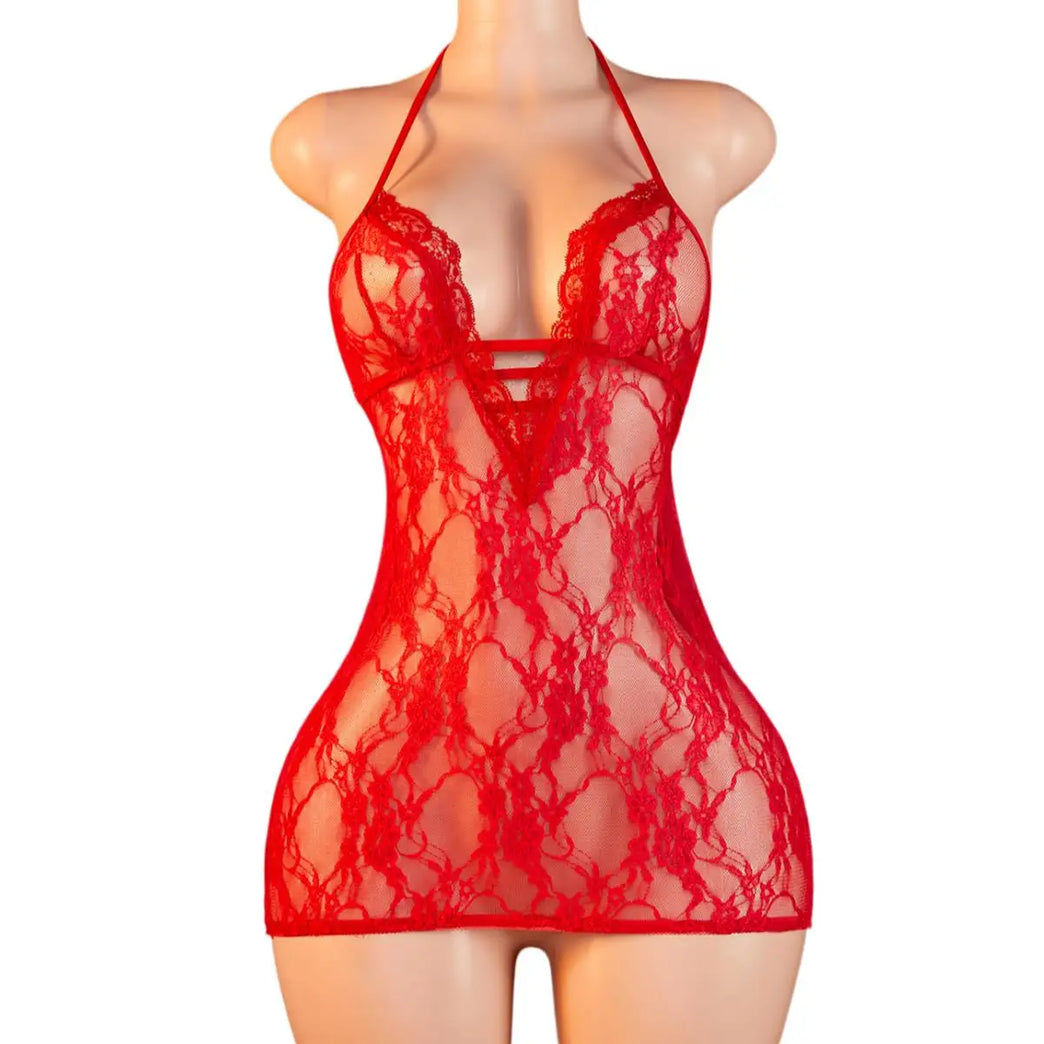 Womens Satin Slip Dress Lace Mesh Mini Nightwear Sleepwear